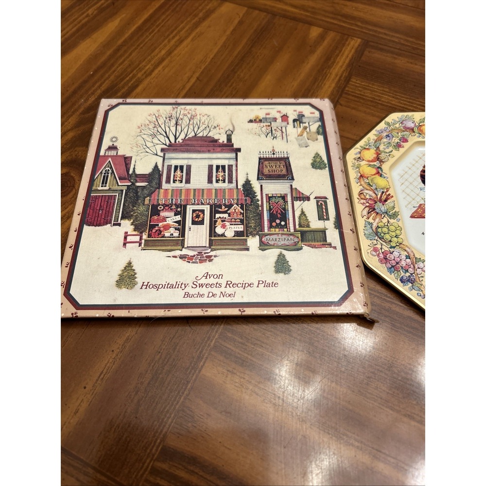 Avon 1982 Hospitality Sweets Recipe‎ Plate Tin Christmas Plate